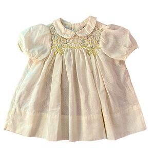 Vintage Polly Flinders Smocked Yellow Dress
